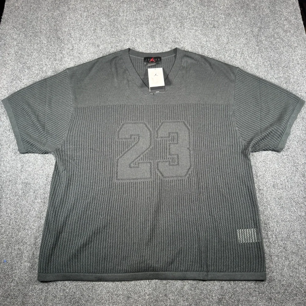 Air Jordan Knit Jersey Top‎ Mens Size XXL Off-Noir Dark Smoke Shirt Short Sleeve